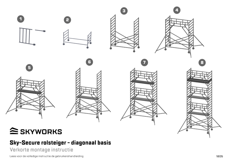 Verkorte montage instructie rolsteigers