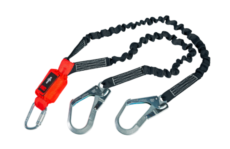 Vallijn elastisch 2m met schokdemper 140kg + 2x steigerhaak 50mm + haak 18mm