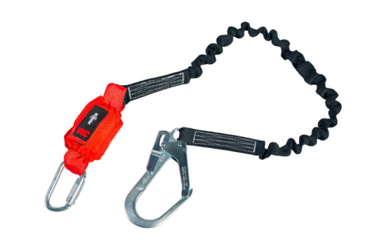 Vallijn elastisch 2m met schokdemper 140kg + steigerhaak 50mm + haak 18mm
