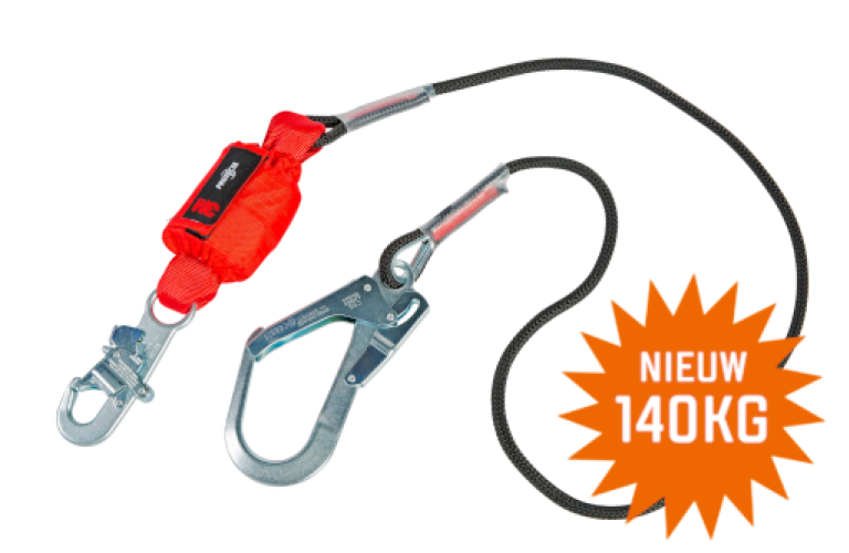 Vallijn 2m met schokdemper 140kg + steigerhaak 50mm + haak 19mm