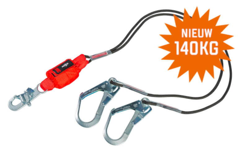 Vallijn 1,8m met schokdemper 140kg + 2x steigerhaak 50mm + haak 19mm
