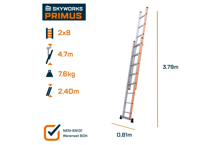 Opsteekladder 2x8 Primus