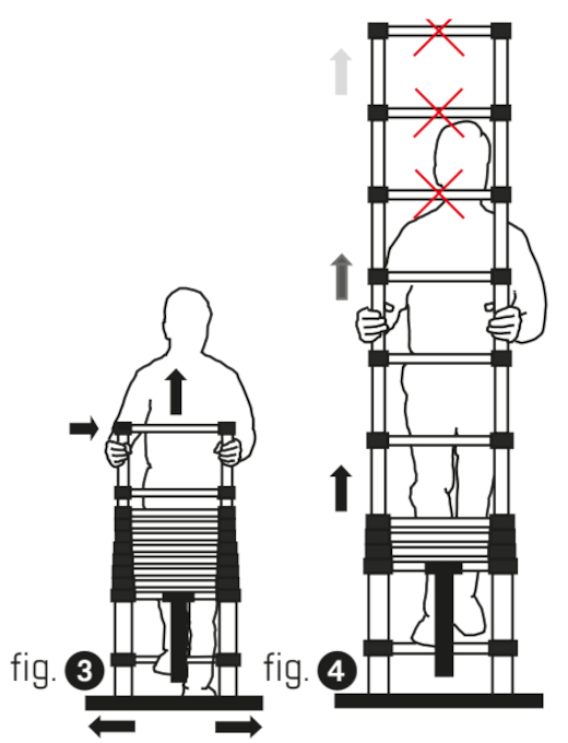 Telescoopladder maximaal uitschuiven
