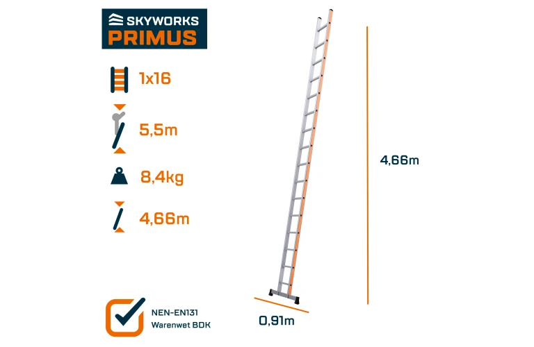 Enkele ladder 16 sporten Primus