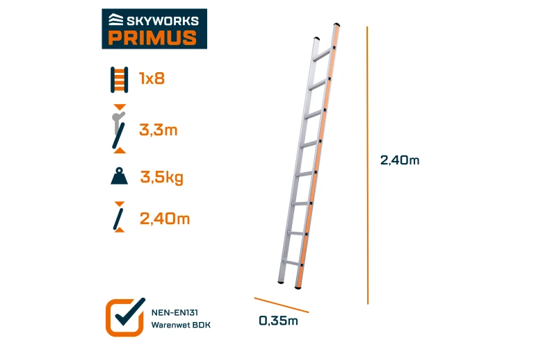 Enkele ladder 8 sporten Primus