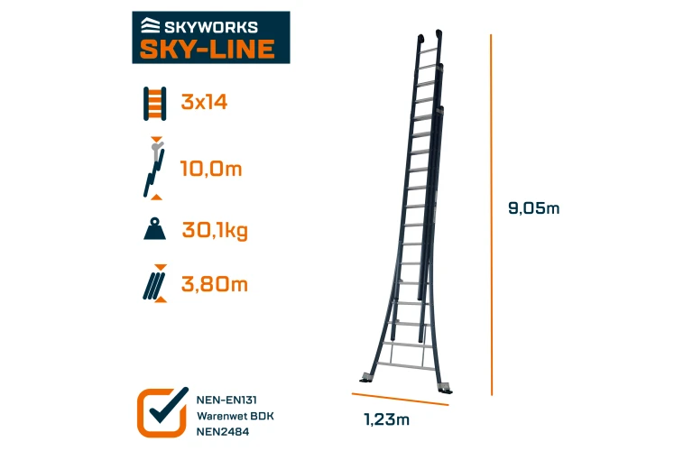 Opsteekladder 3x14 sporten Sky-Line