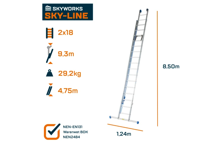 Touwoptrekladder 2x18 sporten Sky-Line