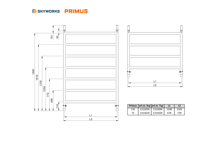 Opbouwframe 135-7 Primus