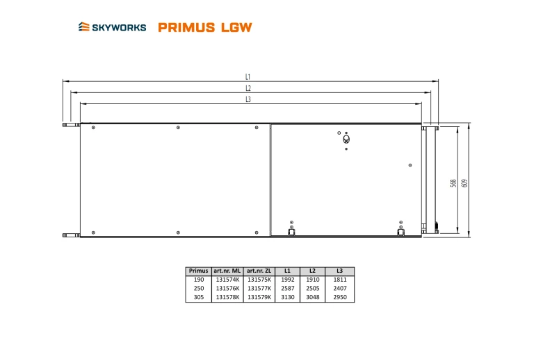 Platform 190 LGW zonder luik Primus