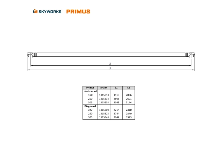 Diagonaalschoor 250 Primus