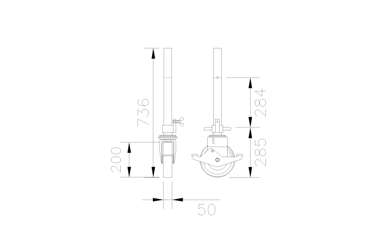 Wiel 200 mm met spindel Pro-Line