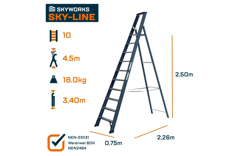 Bordestrap 10 treden Sky-Line