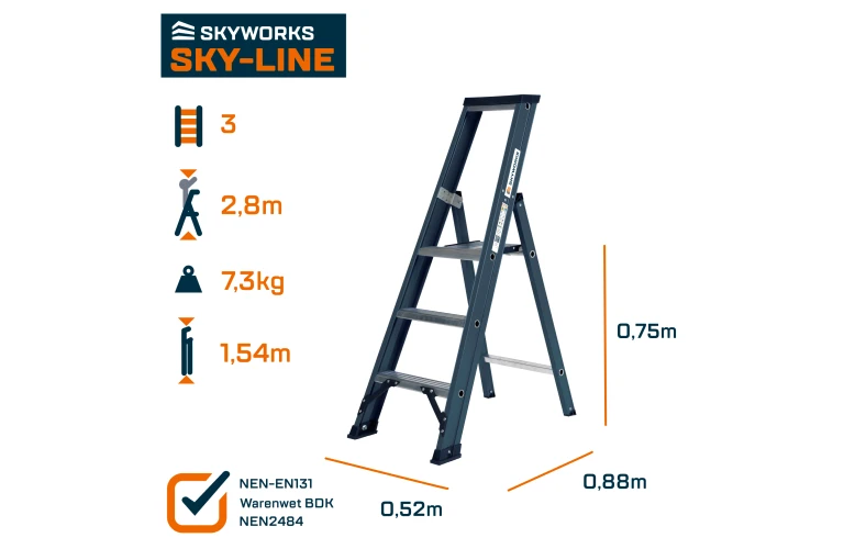 Bordestrap 3 treden Sky-Line