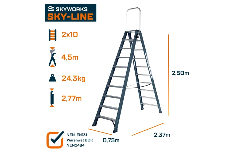 Dubbele trap 2x10 treden Sky-Line