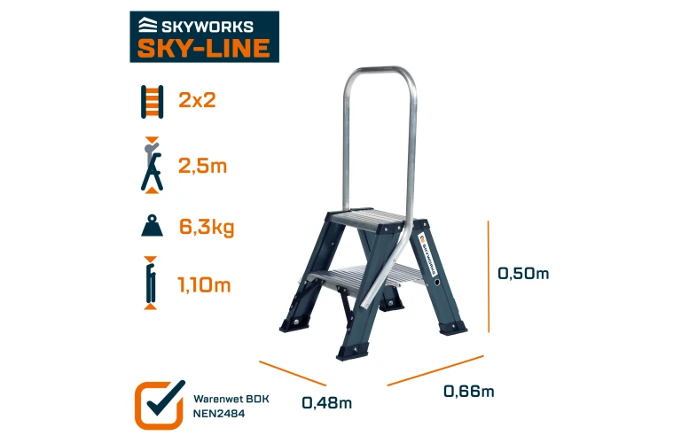 Dubbele trap 2x2 treden Sky-Line