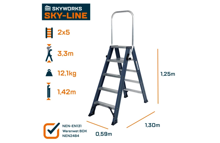 Dubbele trap 2x5 treden Sky-Line