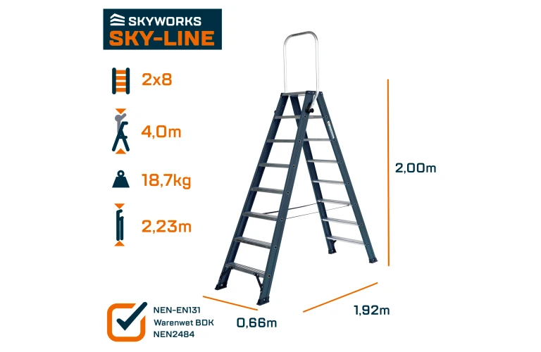 Dubbele trap 2x8 treden Sky-Line