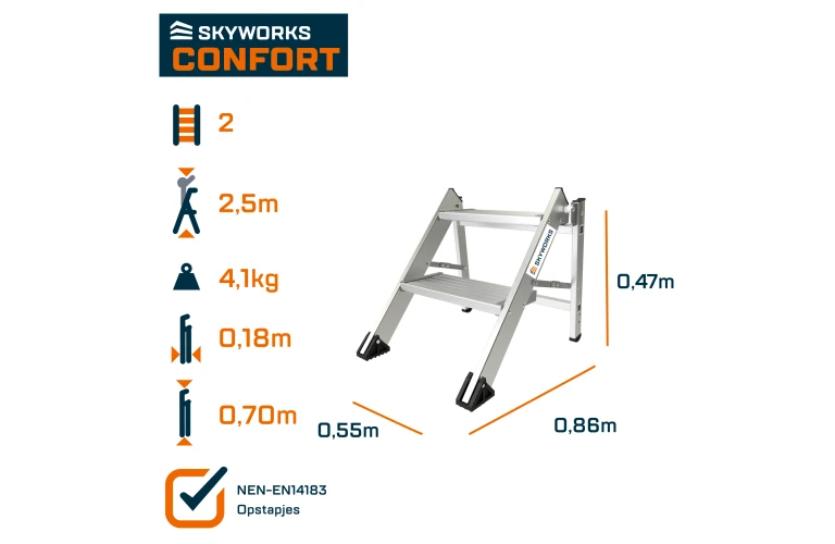 Werkplatform 2 treden Confort