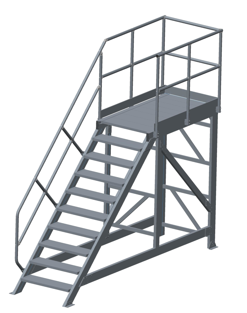 Vast opgesteld werkbordes met trap 45 graden